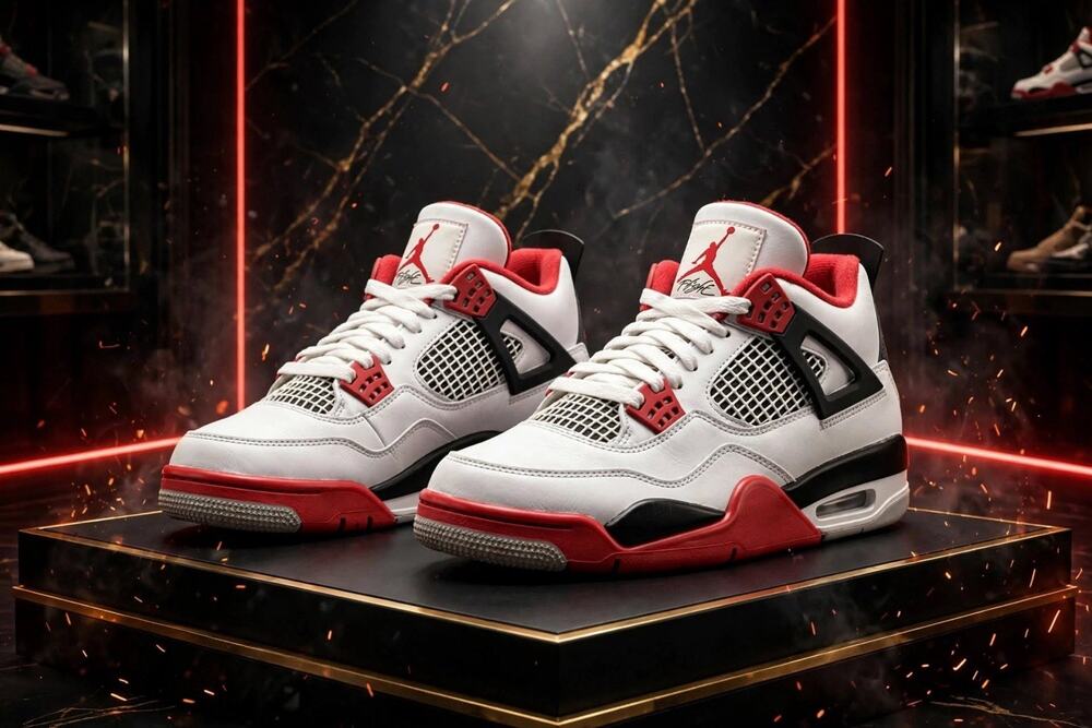 Size 5Y - Air Jordan 4 Retro GS White Fire Red 408452-160 Nike Air 2020